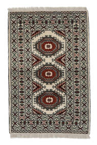 85X128 絨毯 トルクメン オリエンタル ブラック/茶色 (ウール, ペルシャ/イラン) Carpetvista