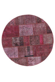  Persisk Patchwork Teppe Ø 150 Rundt Mørk Rød/Mørk Rosa (Ull, Persia/Iran)