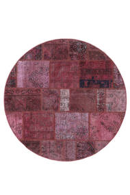  Ø 150 Patchwork Teppe Rundt Mørk Rød/Svart Persia/Iran Carpetvista