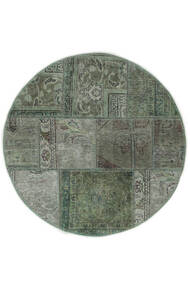  Ø 100 Patchwork - Persien/Iran Matta Modern Rund Mörkgrön/Svart (Ull, Persien/Iran) Carpetvista