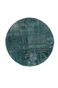  Ø 100 Patchwork - Persien/Iran Rug Modern Round Black/Dark Teal (Wool, Persia/Iran) Carpetvista