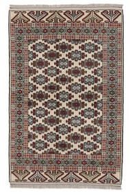 132X203 絨毯 トルクメン オリエンタル ブラック/ダークレッド (ウール, ペルシャ/イラン) Carpetvista