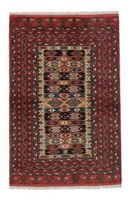  130X197 Turkaman Vloerkleed Zwart/Donkerrood Perzië/Iran Carpetvista