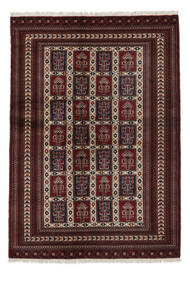  Oosters Turkaman Vloerkleed 138X196 Zwart/Bruin Wol, Perzië/Iran Carpetvista
