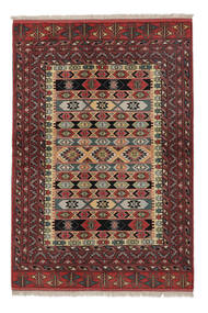 138X205 Χαλι Turkaman Ανατολής Μαύρα/Σκούρο Κόκκινο (Μαλλί, Περσικά/Ιρανικά) Carpetvista