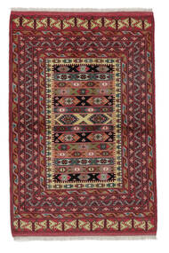 136X203 Alfombra Turkaman Oriental Rojo Oscuro/Negro (Lana, Persia/Irán) Carpetvista