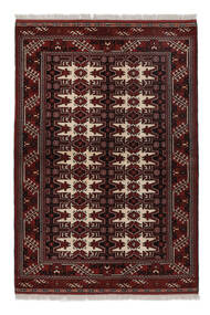  Orientalischer Turkaman Teppich 137X200 Schwarz/Braun Wolle, Persien/Iran Carpetvista