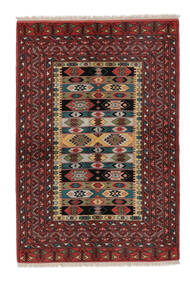 138X203 絨毯 トルクメン オリエンタル ブラック/ダークレッド (ウール, ペルシャ/イラン) Carpetvista