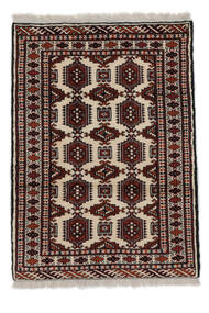 85X117 Turkaman Vloerkleed Oosters Zwart/Bruin (Wol, Perzië/Iran) Carpetvista