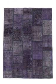  Persischer Patchwork Teppich 146X206 Schwarz/Dunkellila Carpetvista