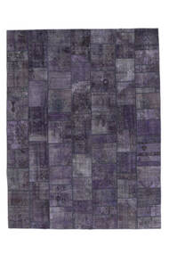 309X401 Tapis Patchwork Moderne Noir/Violet Foncé Grand (Laine, Perse/Iran) Carpetvista