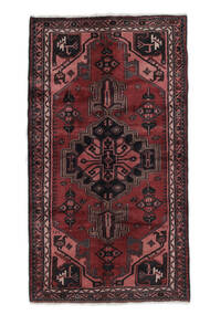 104X193 Hamadan Teppich Orientalischer Schwarz/Dunkelrot (Wolle, Persien/Iran) Carpetvista