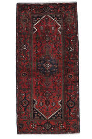 100X209 Hamadan Teppich Orientalischer Schwarz/Dunkelrot (Wolle, Persien/Iran) Carpetvista