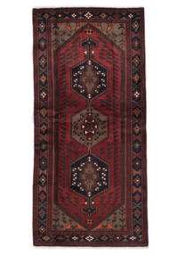 絨毯 ハマダン 102X213 ブラック/ダークレッド (ウール, ペルシャ/イラン)