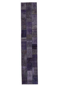 80X409 絨毯 Patchwork - Persien/Iran モダン 廊下 カーペット ブラック (ウール, ペルシャ/イラン) Carpetvista