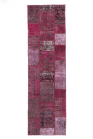 75X258 Patchwork - Persien/Iran Teppich Moderner Läufer Dunkelrosa/Schwarz (Wolle, Persien/Iran) Carpetvista
