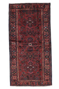 絨毯 ハマダン 108X211 ブラック/ダークレッド (ウール, ペルシャ/イラン)