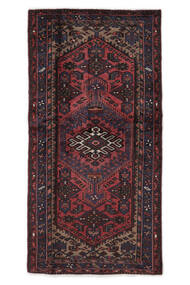 絨毯 オリエンタル ハマダン 102X200 ブラック/ダークレッド (ウール, ペルシャ/イラン)