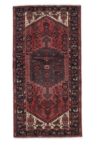 100X192 Hamadan Teppich Orientalischer Schwarz/Dunkelrot (Wolle, Persien/Iran) Carpetvista