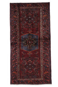 103X210 Hamadan Teppich Orientalischer Schwarz/Dunkelrot (Wolle, Persien/Iran) Carpetvista
