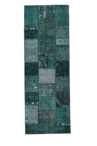  Persischer Patchwork Teppich 74X209 Läufer Schwarz/Dunkeltürkis (Wolle, Persien/Iran)