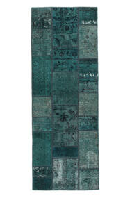  Persischer Patchwork Teppich 73X201 Läufer Schwarz/Dunkeltürkis (Wolle, Persien/Iran)