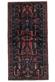 Hamadan Teppich 104X205 Schwarz/Dunkelrot Wolle, Persien/Iran Carpetvista