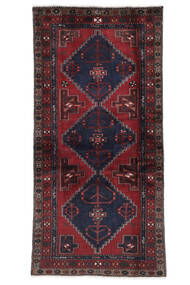 100X206 Hamadan Teppich Orientalischer Schwarz/Dunkelrot (Wolle, Persien/Iran) Carpetvista