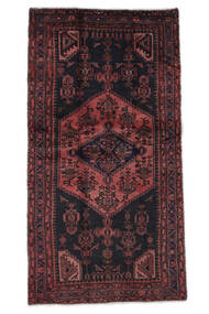 107X204 Hamadan Teppich Orientalischer Schwarz/Dunkelrot (Wolle, Persien/Iran) Carpetvista