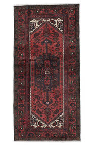  Persischer Hamadan Teppich 95X195 Schwarz/Dunkelrot (Wolle, Persien/Iran)