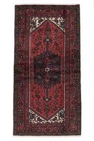 100X197 Hamadan Rug Oriental Black/Dark Red (Wool, Persia/Iran) Carpetvista