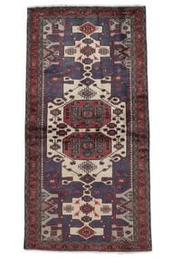 100X194 Hamadan Teppich Orientalischer Schwarz/Dunkelrot (Wolle, Persien/Iran) Carpetvista