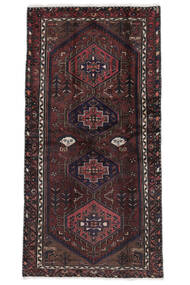 105X208 Hamadan Teppich Orientalischer Schwarz/Dunkelrot (Wolle, Persien/Iran) Carpetvista