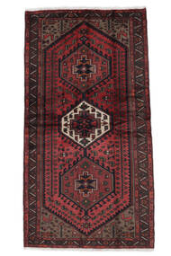 絨毯 ハマダン 114X213 ブラック/ダークレッド (ウール, ペルシャ/イラン)