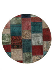  Patchwork - Persien/Iran Ø 150 Vintage Persian Wool Rug Black/Brown Small Carpetvista