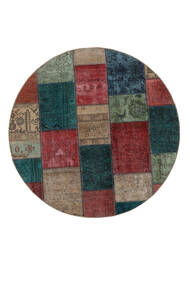  Patchwork - Persien/Iran Ø 100 Vintage Persian Wool Rug Black/Dark Red Small Carpetvista