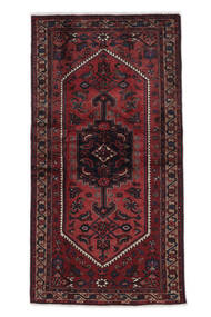 104X200 Hamadan Teppich Orientalischer Schwarz/Dunkelrot (Wolle, Persien/Iran) Carpetvista