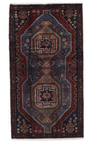  Persischer Hamadan Teppich 96X178 Schwarz/Dunkelrot (Wolle, Persien/Iran)