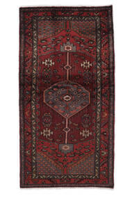 絨毯 ハマダン 106X214 ブラック/ダークレッド (ウール, ペルシャ/イラン)
