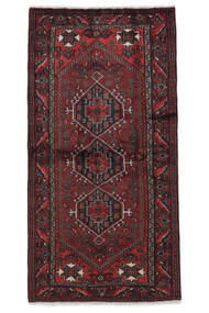  Persischer Hosseinabad Teppich 109X213 Schwarz/Dunkelrot (Wolle, Persien/Iran)