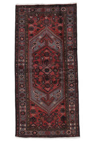 絨毯 ハマダン 104X218 ブラック/ダークレッド (ウール, ペルシャ/イラン)
