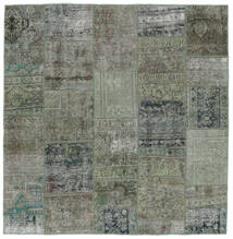  Patchwork - Persien/Iran 195X195 Vintage ペルシャ ウール 絨毯 グリーン/ブラック Carpetvista
