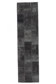 82X308 Alfombra Patchwork Moderna De Pasillo Negro (Lana, Persia/Irán) Carpetvista