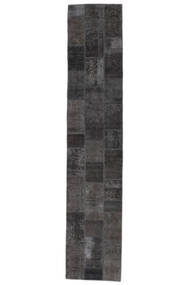 81X410 Tapis Patchwork Moderne De Couloir Noir (Laine, Perse/Iran) Carpetvista