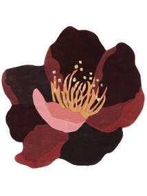  Ø 150 Flores Pequeño Botanic Alfombra - Rojo Burdeos/Rosa
