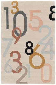 Lucky Numbers 100X160 Pequeño Beige/Multicolor Números Alfombra De Lana
