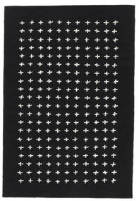 Million Cross Rug - Black 160X230 Black Wool, India