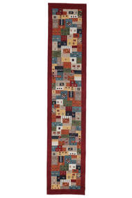 絨毯 ギャッベ インド Fine 80X400 廊下 カーペット ダークレッド/ブラック (ウール, インド)