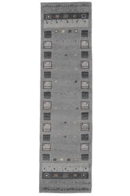 絨毯 ギャッベ インド Fine 80X300 廊下 カーペット ダークグレー/ブラック (ウール, インド)