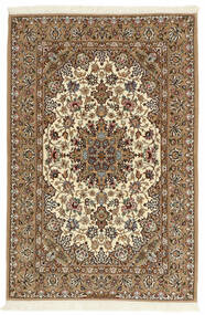 107X161 絨毯 イスファハン 絹の縦糸 オリエンタル 茶色/ブラック (ペルシャ/イラン)